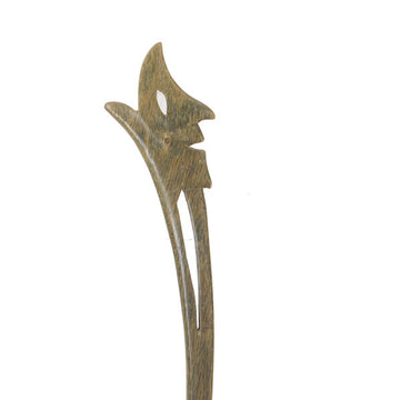 CrystalMood Handmade Carved Wood Hair Stick Face 7.25" Lignum-vitae
